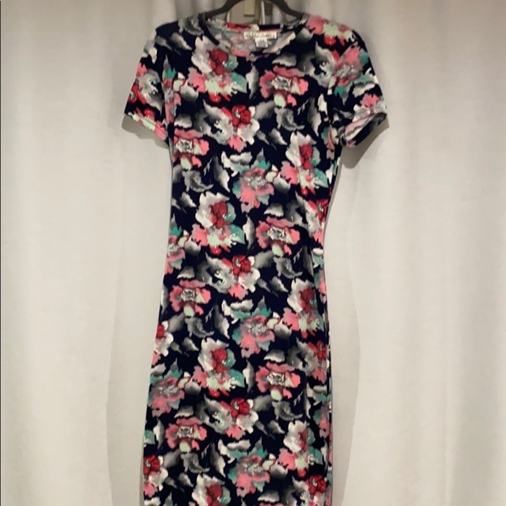 Navy blue Floral  midi dress